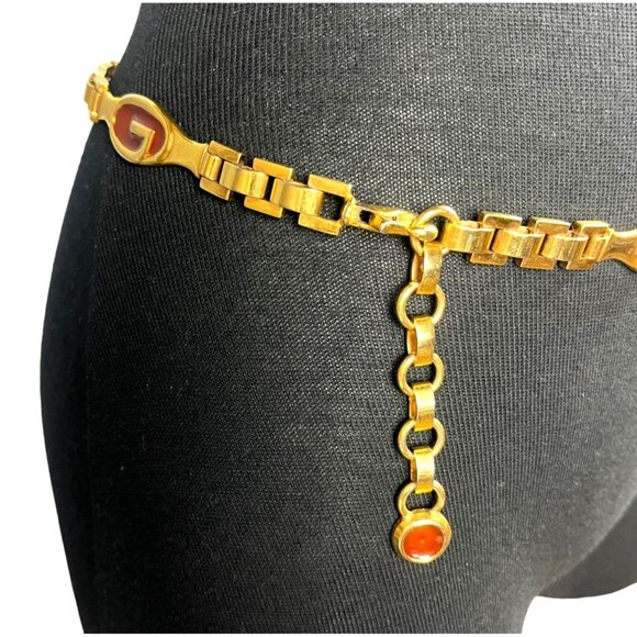 Vintage Gucci Gold G Logo Chain-Link Belt - Picture 8 of 9